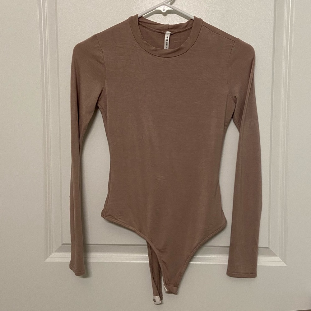 Lulus Basics Taupe Long Sleeve Bodysuit